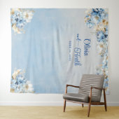 Tenture Romance Bleu Floral avec Or (En situation (horizontale))