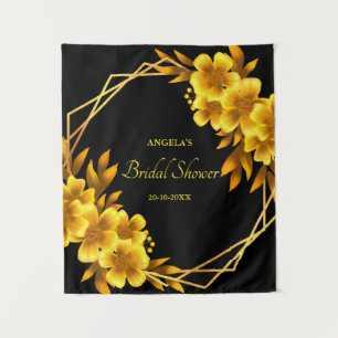 Tenture Romance d'automne faux or jaune floral géométrique