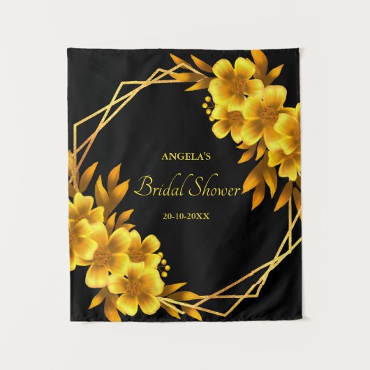 Tenture Romance d'automne faux or jaune floral géométrique (Devant)