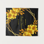 Tenture Romance d'automne faux or jaune floral géométrique (Devant (Horizontal))