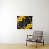 Tenture Romance d'automne faux or jaune floral géométrique (En situation (horizontale))