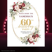 Tenture Romantic Burgundy Gold Greenery 60th Birthday Prop