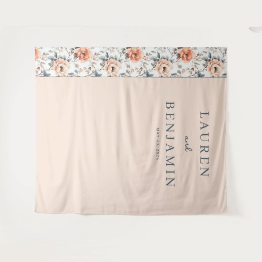 Tenture Romantic Peach Floral (Devant (Horizontal))