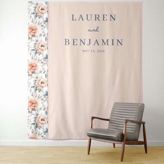 Tenture Romantic Peach Floral (En situation)