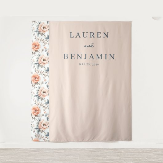 Tenture Romantic Peach Floral (Devant)