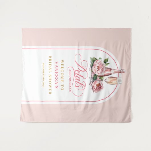 Tenture Romantic petals and prosecco bridal event banner (Devant (Horizontal))