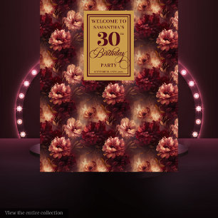 Tenture Romantique Blush Bourgogne or 30e anniversaire ban