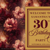 Tenture Romantique Blush Bourgogne or 30e anniversaire ban