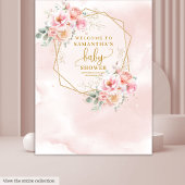 Tenture Romantique fleurs rose pâle baby shower arrière-pl