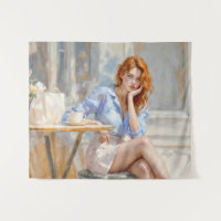 Romantique huile art bleu yeux fille douce teintes