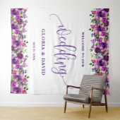 Tenture Romantique violet Mariage Floral Affiche de bienve (En situation (horizontale))