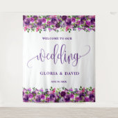 Tenture Romantique violet Mariage Floral Affiche de bienve (Devant)
