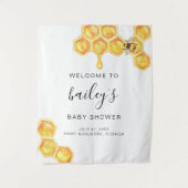 Tenture ROMY Honey Bumble Bee Rustic Baby shower Bienvenue (Devant)