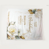 Tenture Rose blanche or romantique Mariage floral fond (Devant (Horizontal))