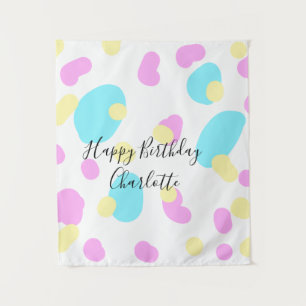 Tenture Rose bleu jaunejoyeux anniversaire formes enfants