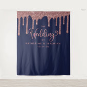 Tenture Rose bleu marine Parties scintillant or Mariage Bi (Devant)