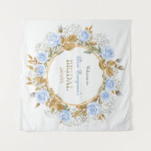 Tenture Rose Bleue Mariage aux Reflets Dorés (Devant (Horizontal))