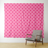 Tenture Rose Chaud Sur Pois Rose Design Motif (En situation (horizontale))
