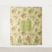 Tenture Rose coloré classique | Monogramme floral (Devant)