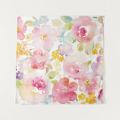 Tenture Rose d'aquarelle du milieu de l'été | floral (Devant (Horizontal))