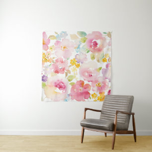 Tenture Rose d'aquarelle du milieu de l'été   floral