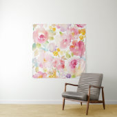 Tenture Rose d'aquarelle du milieu de l'été | floral (En situation)