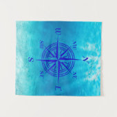 Tenture Rose de boussole bleu marine (Devant (Horizontal))