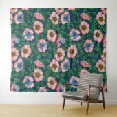 Tenture Rose de chien et papillons (En situation (horizontale))