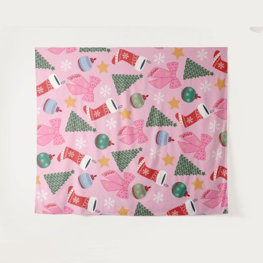 Tenture Rose de Noël mignon (Devant (Horizontal))