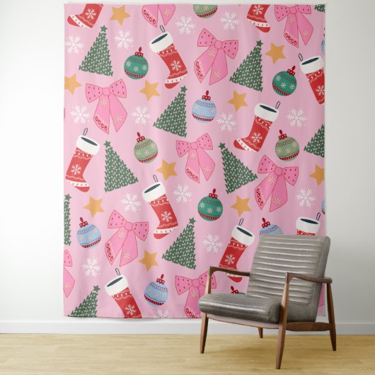 Tenture Rose de Noël mignon (En situation)