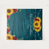 Tenture Rose de tournesol Turquoise bois rustique Mariage  (Devant (Horizontal))