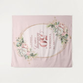 Tenture Rose Dorée Blush Floral Fête des 50 ans (Devant (Horizontal))