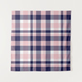Tenture Rose et marine Plaid, à damiers, tartan sans soudu (Devant (Horizontal))