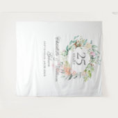 Tenture Rose Garland 25e anniversaire Photo Booth Backdrop (Devant (Horizontal))