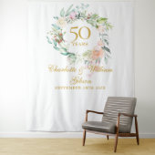 Tenture Rose Garland 50e anniversaire Photo Booth Backdrop (En situation)
