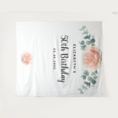 Tenture Rose gold anniversaire rose floral eucalyptus blan (Devant (Horizontal))