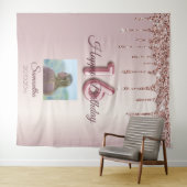 Tenture Rose Gold Ballon Pailleté Fête d'anniversaire 16 a (En situation (horizontale))