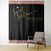 Tenture Rose Gold Black Sweet 16 Parties scintillant Confe (En situation)