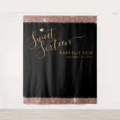 Tenture Rose Gold Black Sweet 16 Parties scintillant Confe (Devant)