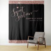 Tenture Rose Gold Black Sweet 16 Parties scintillant Fond (En situation)