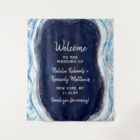 Rose Gold Bleu Saphir Géode Roche Mariage Bienvenu