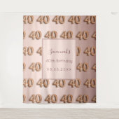 Tenture rose gold blush 40e anniversaire nom (Devant)