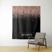 Tenture Rose Gold Blush Parties scintillant rose Monogramm (En situation)