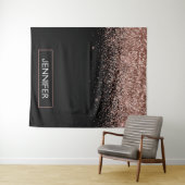 Tenture Rose Gold Blush Parties scintillant rose Monogramm (En situation (horizontale))