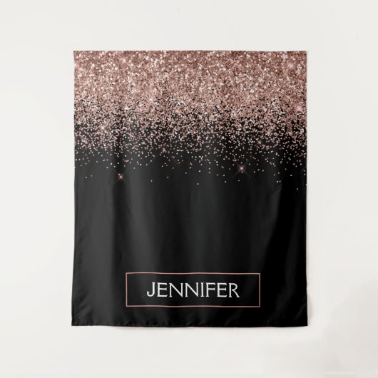 Tenture Rose Gold Blush Parties scintillant rose Monogramm (Devant)