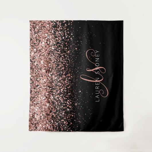 Tenture Rose Gold Blush Pink Parties scintillant Glam Nom (Devant)