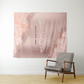 Tenture Rose Gold Blush Rose Géode Agate Pailleté Mariage  (En situation (horizontale))