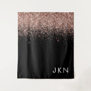 Tenture Rose Gold Blush Rose Pailleté Monogramme Initiales