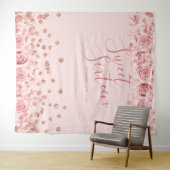 Tenture Rose Gold Blush Sweet 16 Parties scintillant Confe (En situation (horizontale))