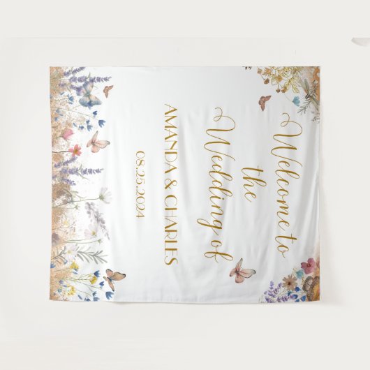 Tenture Rose Gold Butterfly Garden Wedding Backdrop (Devant (Horizontal))